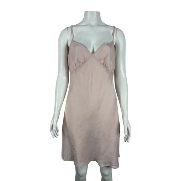 Vtg Y2K Victorias Secret 100% Silk Nightgown Tie Back Medium Pink Slip Lingerie - Picture 1 of 7